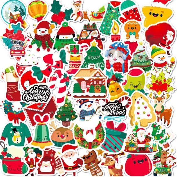 50 Piece Set Vinyl Christmas Stickers - Picture 3 of 5